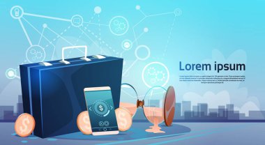 İş evrak çantası kum saati bitti siluet Şehir Manzaralı