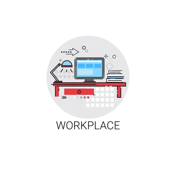 Area di lavoro Computer Area di lavoro Icona Office — Vettoriale Stock