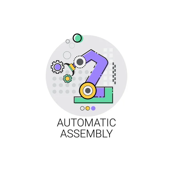 Machines d'assemblage automatique Industrie de l'automatisation industrielle Icône de production — Image vectorielle