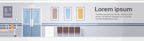 Bannière de couloir de thérapie intensive intérieure de pièce d'hôpital avec l'espace de copie — Image vectorielle