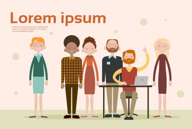 İş adamı oturma Resepsiyon iş dizüstü bilgisayar insanlar grubu