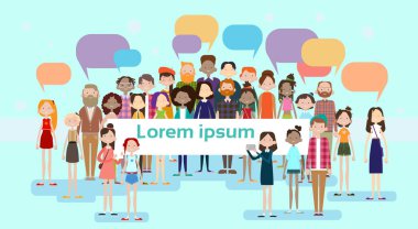 İnsanlar Grup sohbet kabarcık iletişim Mix yarış kalabalık sosyal ağ