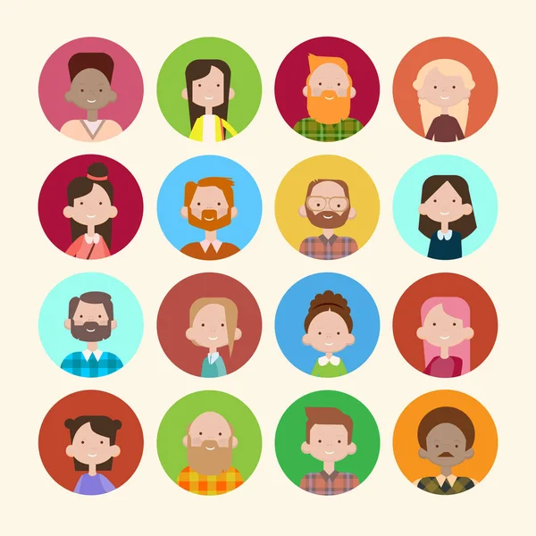 Profil simgesi Avatar görüntü grubu sıradan insanların büyük bir kalabalık çeşitli etnik Mix yarış afiş — Stok Vektör