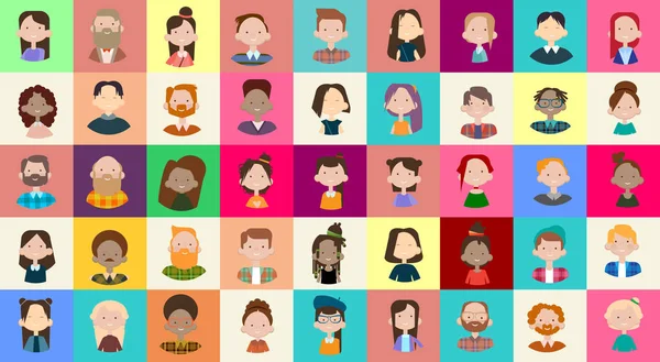 Profil Icon Avatar Image Group Casual People Big Crowd Diverse Ethnic Mix Race Banner - Stok Vektor