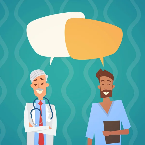 Ομάδα έσω γιατροί συνομιλία φούσκα κοινωνικής δίκτυο επικοινωνίας ομάδας κλινικές νοσοκομείο — Διανυσματικό Αρχείο