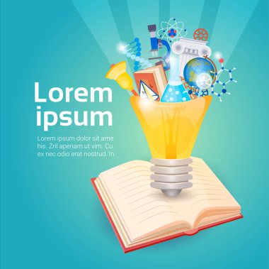 Açık kitap ampul iş Stratup eğitim bilgi kavramı