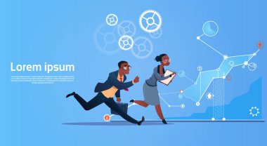 İş kişi Grubu'nu çalıştırın takım Finans grafik rekabet kavramı