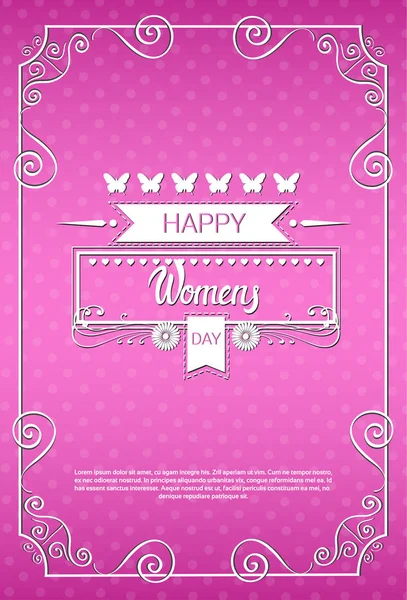 8 de marzo Día Internacional de la Mujer Tarjeta de felicitación — Vector de stock