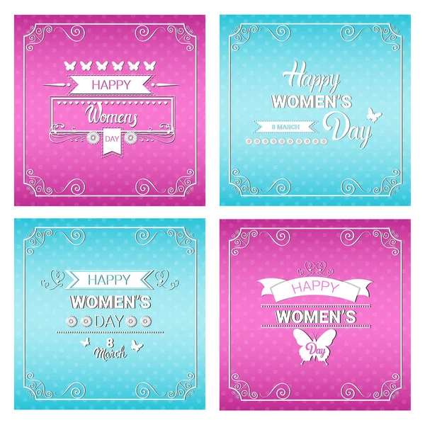 Set de felicitări Ziua Internațională a Femeii 8 martie — Vector de stoc