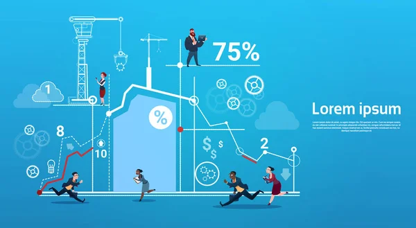 Business People Group Run Team Finance Graph Competition Concept — Stock Vector