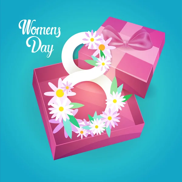 8 Março Dia Internacional da Mulher cartão de saudação — Vetor de Stock