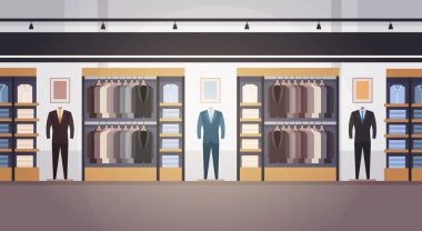 Büyük moda salonu Süper Market erkek giyim alışveriş merkezi iç afiş kopya alanı ile
