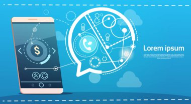 Hücre akıllı telefon sohbet kabarcık dijital pazarlama kavramı