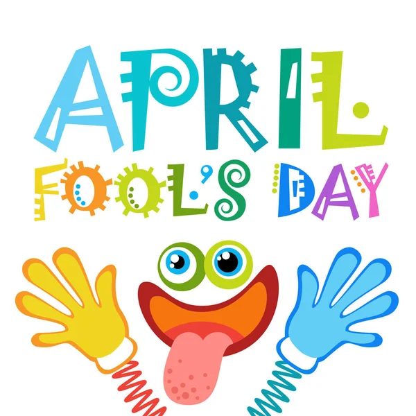 Mosolygó arc első április bolond nap boldog üdvözlőlap-ünnep — Stock Vector