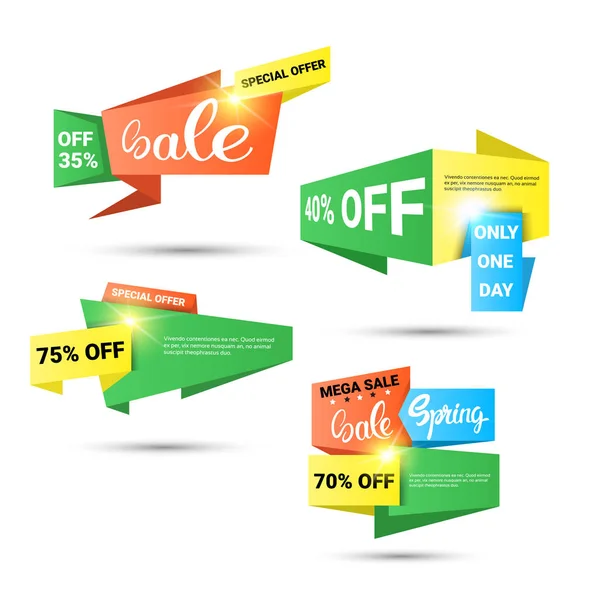 Spring Sale Shopping Special Offer Holiday Banner Set — Stock Vector