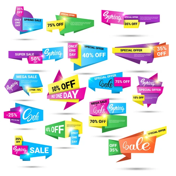 Tavaszi akció akció ünnep Banner Shopping készlet — Stock Vector