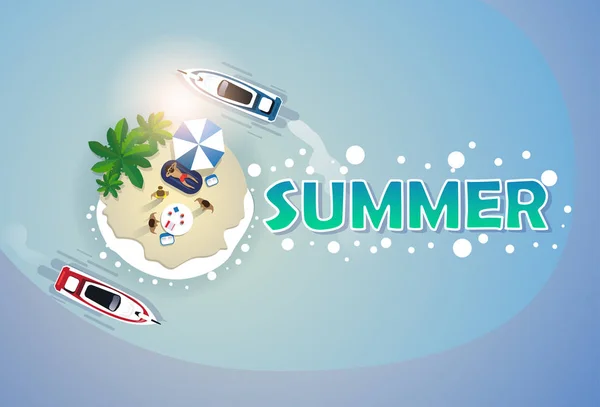 夏季海滩度假套砂热带岛假日横幅 — 图库矢量图片