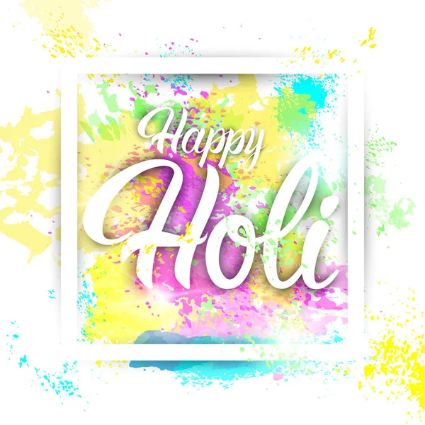 Happy Holi Religious India Holiday Traditional Celebration Greeting Card — Stock Vector