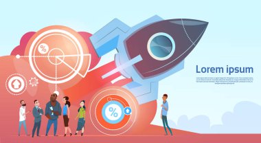 İş insanlar grubu takımı görselleştirme analizi ekonomi grafik başarılı Stratup ilerleme