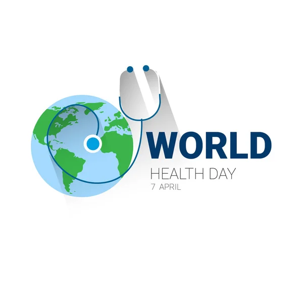 Earth Planet Stethoscope Health World Day Global Holiday Banner With Copy Space — Stock Vector