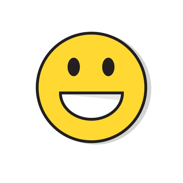 Jaune sourire visage positif personnes émotion icône — Image vectorielle