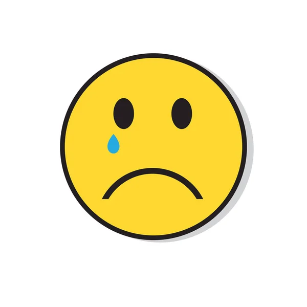 Jaune triste visage pleurer négatif gens émotion icône — Image vectorielle