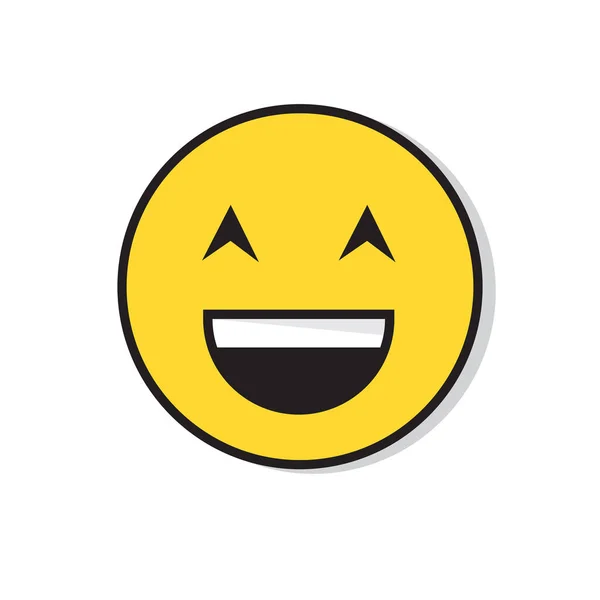 Visage souriant jaune Rire Positif Personnes Emotion Icône — Image vectorielle