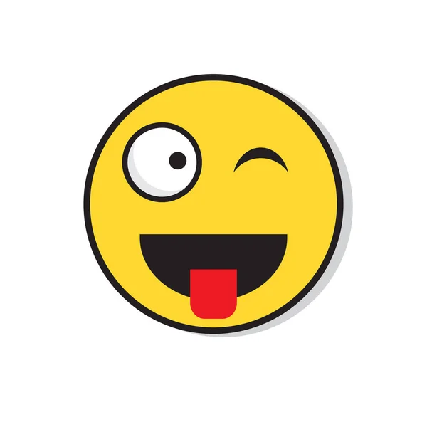 Gul leende ansikte Wink positiva människor känslor ikon — Stock vektor