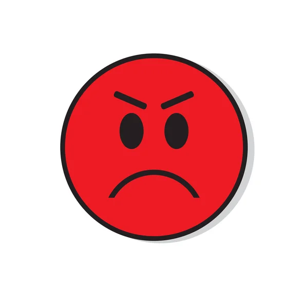 红色的愤怒悲伤面孔消极的人情感图标 — 图库矢量图片