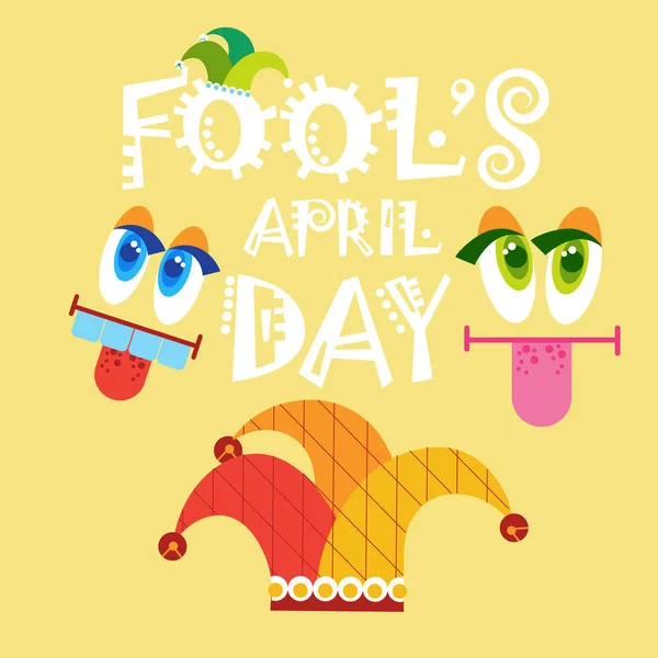 Lachende gezicht eerste April Fool dag Happy Holiday wenskaart — Stockvector