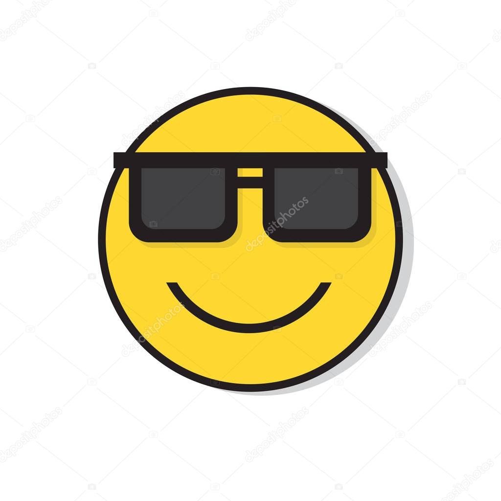 Yellow Smiling Face Wear Sun Glasses Positive People Emotion Icon