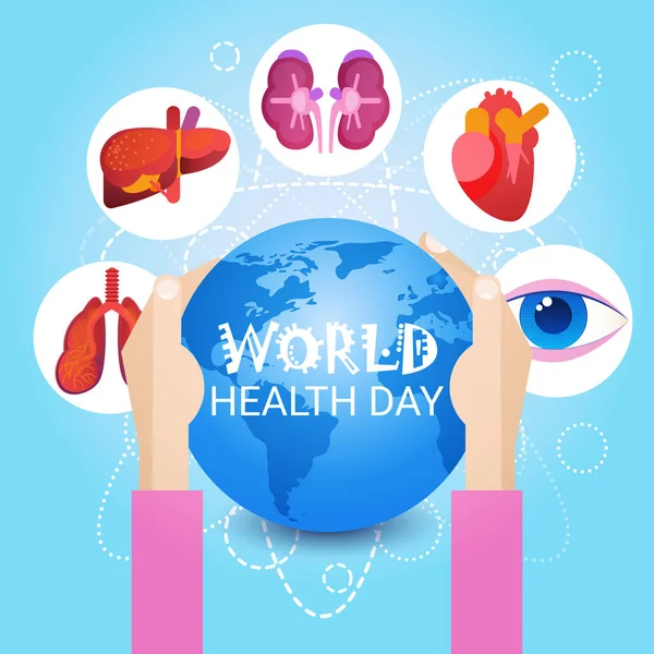 Día Mundial de la Salud 7 Abril Concepto Global de Vacaciones — Archivo Imágenes Vectoriales