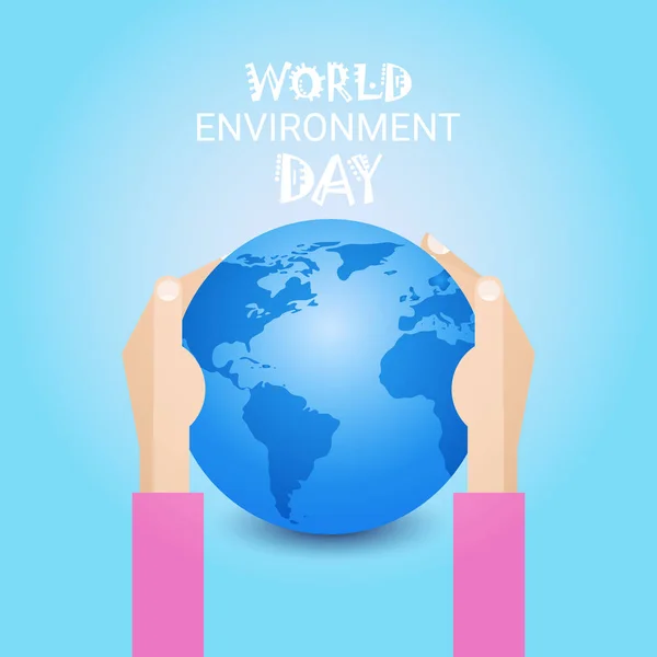 Hand halten Earth Day globalen ökologischen Weltschutz Feiertagskonzept — Stockvektor