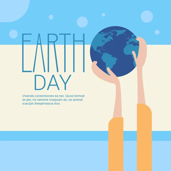 Celebración de la mano Globo Día de la Tierra Mundial Ecológico World Protection Holiday Concept — Vector de stock