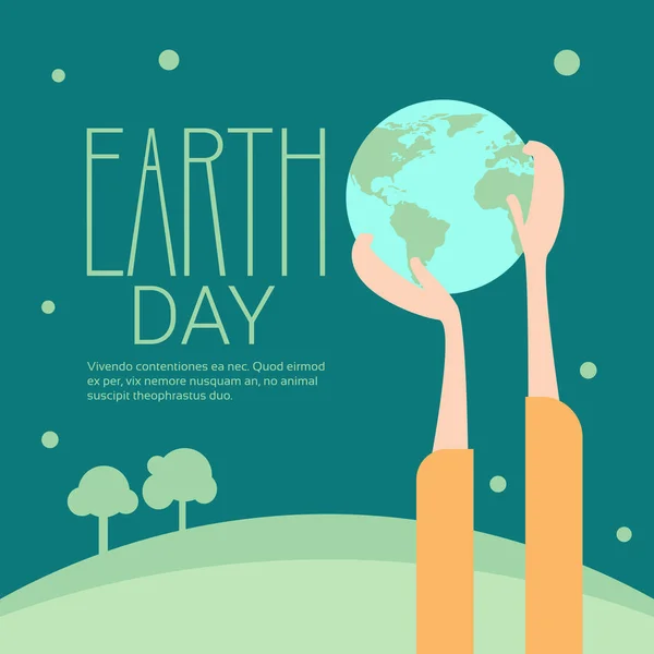 Hand Hold Globe Earth Day Global Ecological World Protection Holiday Concept — Stock Vector