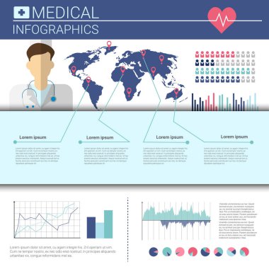 Sağlık Tıp Infographics bilgi başlığı ile kopya alanı