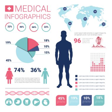 Sağlık Tıp Infographics bilgi başlığı ile kopya alanı