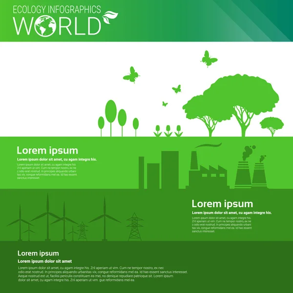 Всемирная экологическая защита Зеленая энергетика Инфографический баннер с копировальным пространством — стоковый вектор