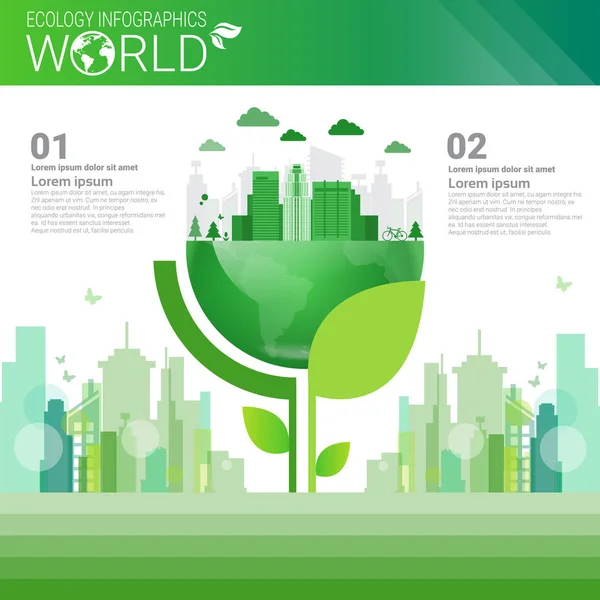 Bannière d'infographie d'écologie d'énergie verte de protection environnementale mondiale avec l'espace de copie — Image vectorielle