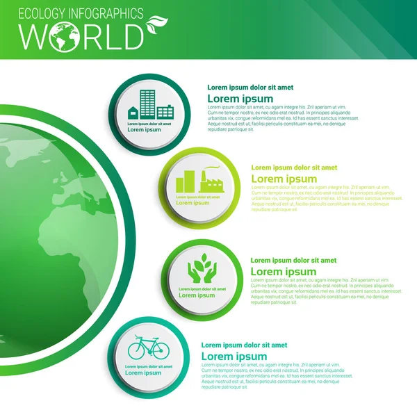 World Environmental Protection Green Energy Ecology Infographics Banner With Copy Space — Stock Vector