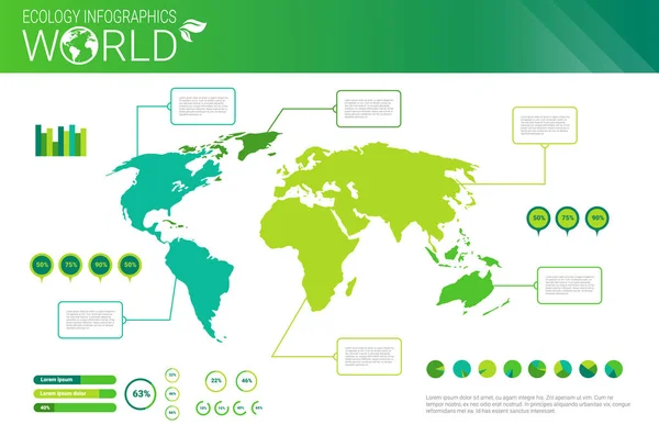 World Environmental Protection Green Energy Ecology Infographics Banner With Copy Space — Stock Vector