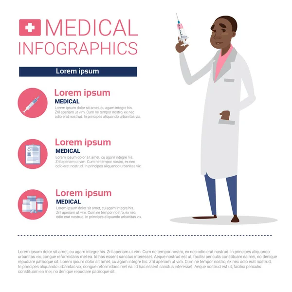 Banner da informação dos infográficos da medicina da saúde com espaço de cópia — Vetor de Stock