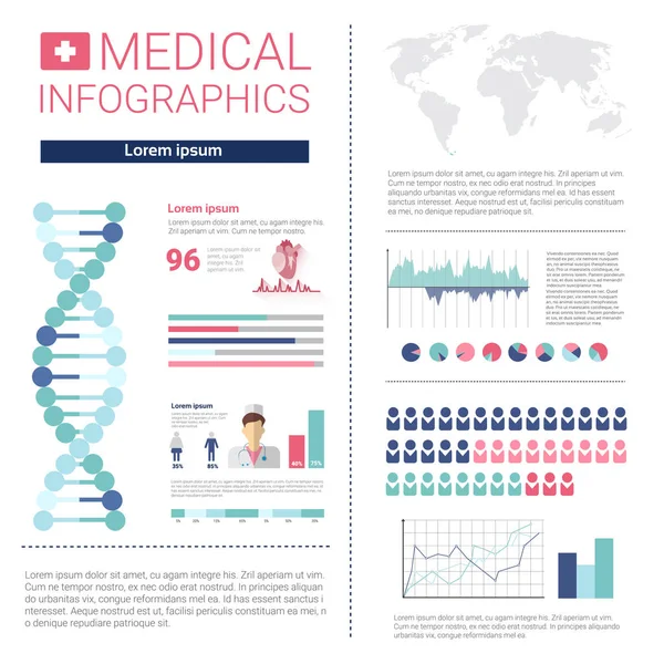 Banner da informação dos infográficos da medicina da saúde com espaço de cópia — Vetor de Stock