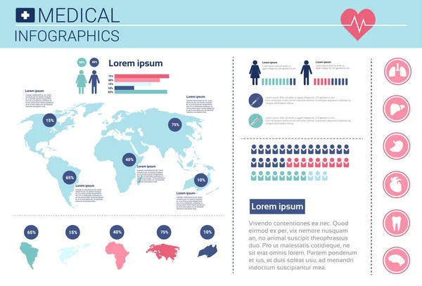 Banner da informação dos infográficos da medicina da saúde com espaço de cópia — Vetor de Stock