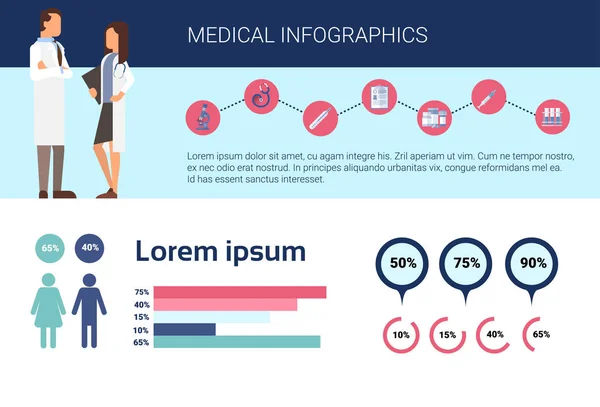 Health Medicine Infographics Information Banner With Copy Space — Stock Vector