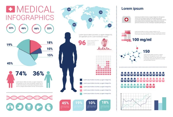 Υγεία ιατρική Infographics πληροφορίες πανό με αντίγραφο χώρου — Διανυσματικό Αρχείο