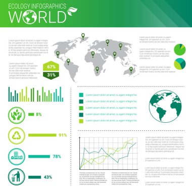 Dünya Çevre koruma yeşil enerji ekoloji Infographics afiş kopya alanı ile