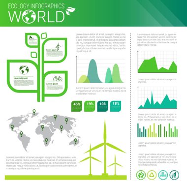 Dünya Çevre koruma yeşil enerji ekoloji Infographics afiş kopya alanı ile