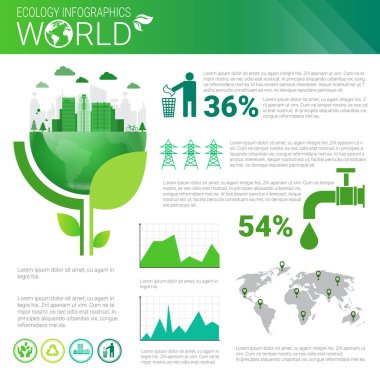 Dünya Çevre koruma yeşil enerji ekoloji Infographics afiş kopya alanı ile
