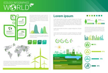 Dünya Çevre koruma yeşil enerji ekoloji Infographics afiş kopya alanı ile